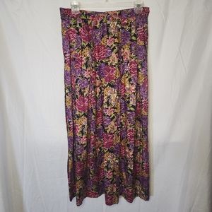 Brooks Brothers Womens 10 Floral Pleated Skirt W/ Side Zipper Pink Purple
